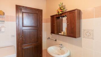 Dusche, Haartrockner, Handtücher, Shampoo