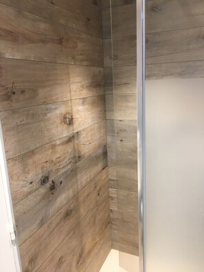 Chuveiro, secador de cabelo, papel higiênico 