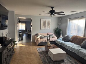 Smart TV, video games, DVD player, books