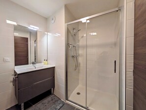 Regadera, amenidades de baño gratuitas, secadora de cabello, toallas 