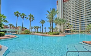 Indoor pool, outdoor pool - BEACH FRONT SPACIOUS SUDIO Panama City Beach: Resort Pool, Hot Tub, Tiki Bar (Panama City Beach)