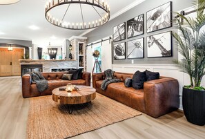 Smart TV, fireplace, video games, foosball