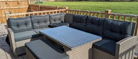 Family Cabin, 1 Bedroom, Kitchenette, Garden View | Terrace/patio
