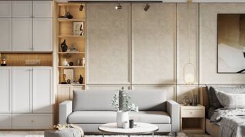 Deluxe Apartment | Desk, laptop workspace, blackout drapes, soundproofing