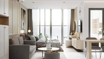 Deluxe Apartment | Desk, laptop workspace, blackout drapes, soundproofing