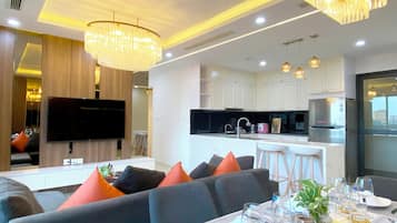 Căn hộ dành cho gia đình | Bộ đồ giường kháng dị ứng, trang bị nội thất với thiết kế riêng biệt