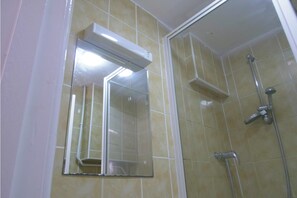 Hair dryer, towels, toilet paper