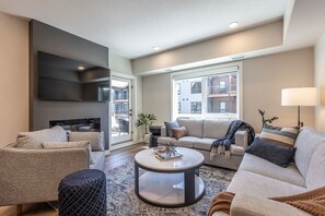 TV, fireplace, offices