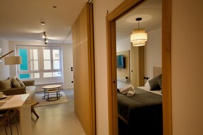 Huoneisto | 1 makuuhuone, silitysrauta/-lauta, ilmainen Wi-Fi, vuodevaatteet