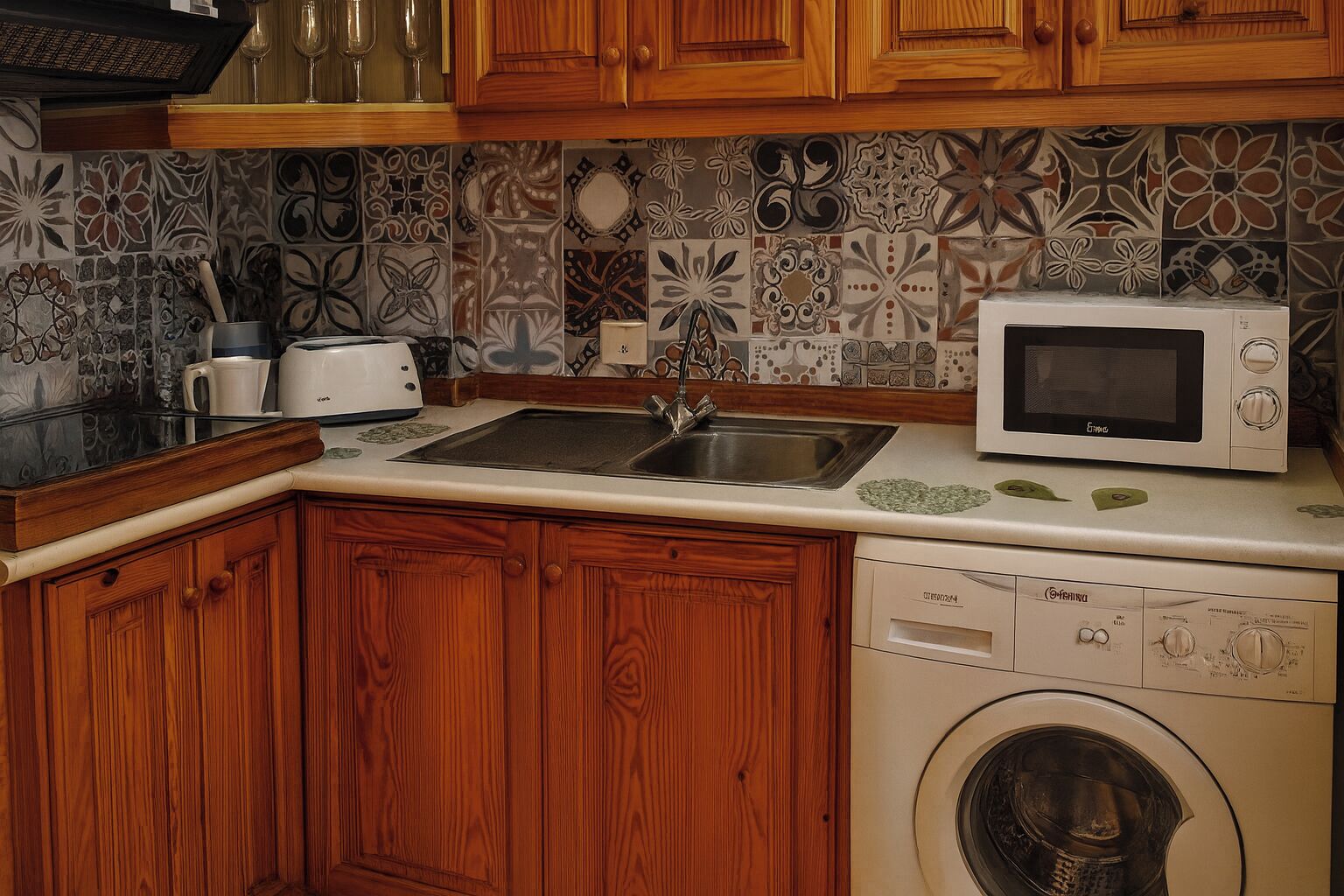 Fridge, microwave, stovetop, electric kettle