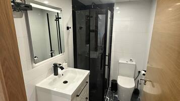 Apartment | Bathroom | Shower, hair dryer, towels, toilet paper