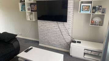 Smart TV, DVD player, books, computer monitors