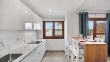 Fridge, microwave, oven, electric kettle