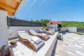 Family House, Multiple Bedrooms, 2 Bathrooms (Holiday Home Luce with Pool) | Terrace/patio
