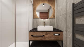 Ducha, artículos de higiene personal de diseño y secador de pelo