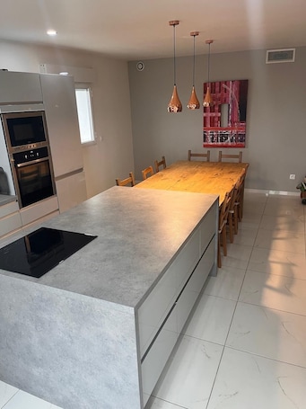 Private kitchen. Modern apartment with incredible views