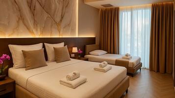 Quarto família, sacada | Quartos à prova de som, Wi-Fi de cortesia, roupa de cama