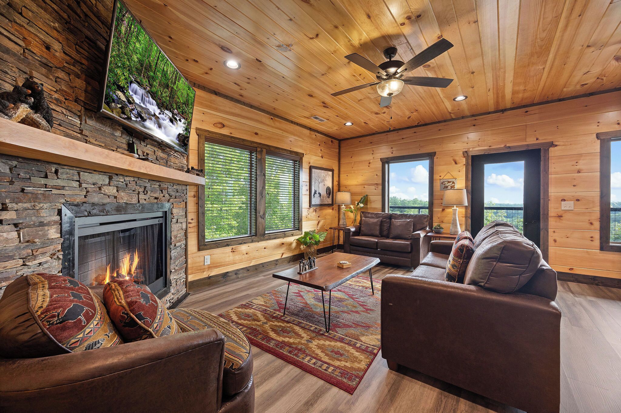 Smart TV, fireplace, video games