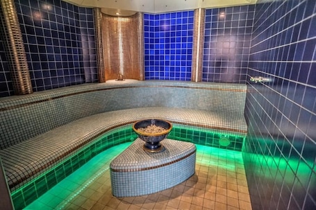 Steam room, body treatments, hot stone massages, sports massages