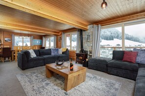 Télévision, cheminée, jeux vidéo, lecteur de DVD