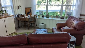 DVD-soitin, kirjoja, videokirjasto