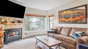 Televisión y chimenea