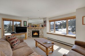 TV, fireplace - Spacious Ski In/Out Condo, Private Balcony. TYR234 (Breckenridge)