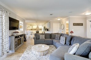 TV, fireplace - Pool Oasis & Fenced Yard: Central Wellington Home (Wellington)