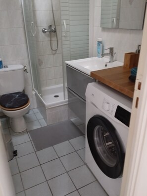 Hair dryer, towels, soap, toilet paper - Appartement la Pérouse sea and castle view  (Brest)