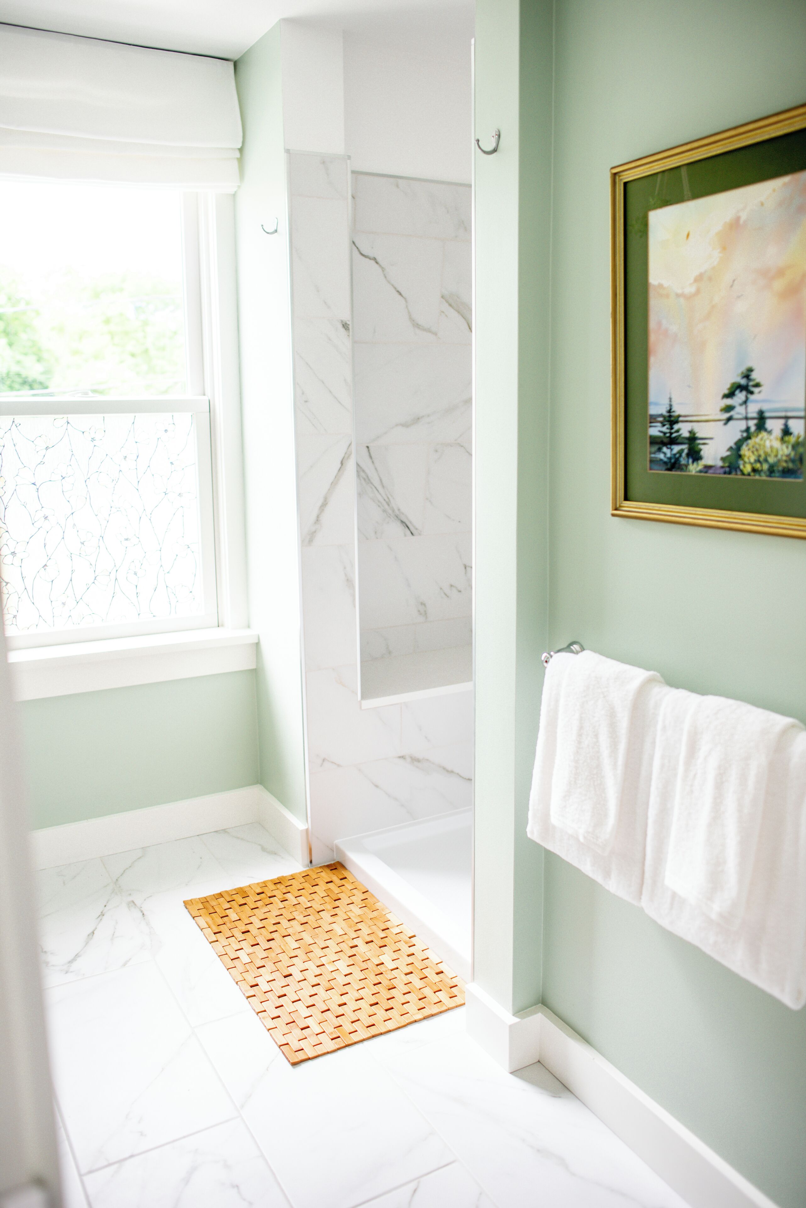 Shower, eco-friendly toiletries, hair dryer, towels