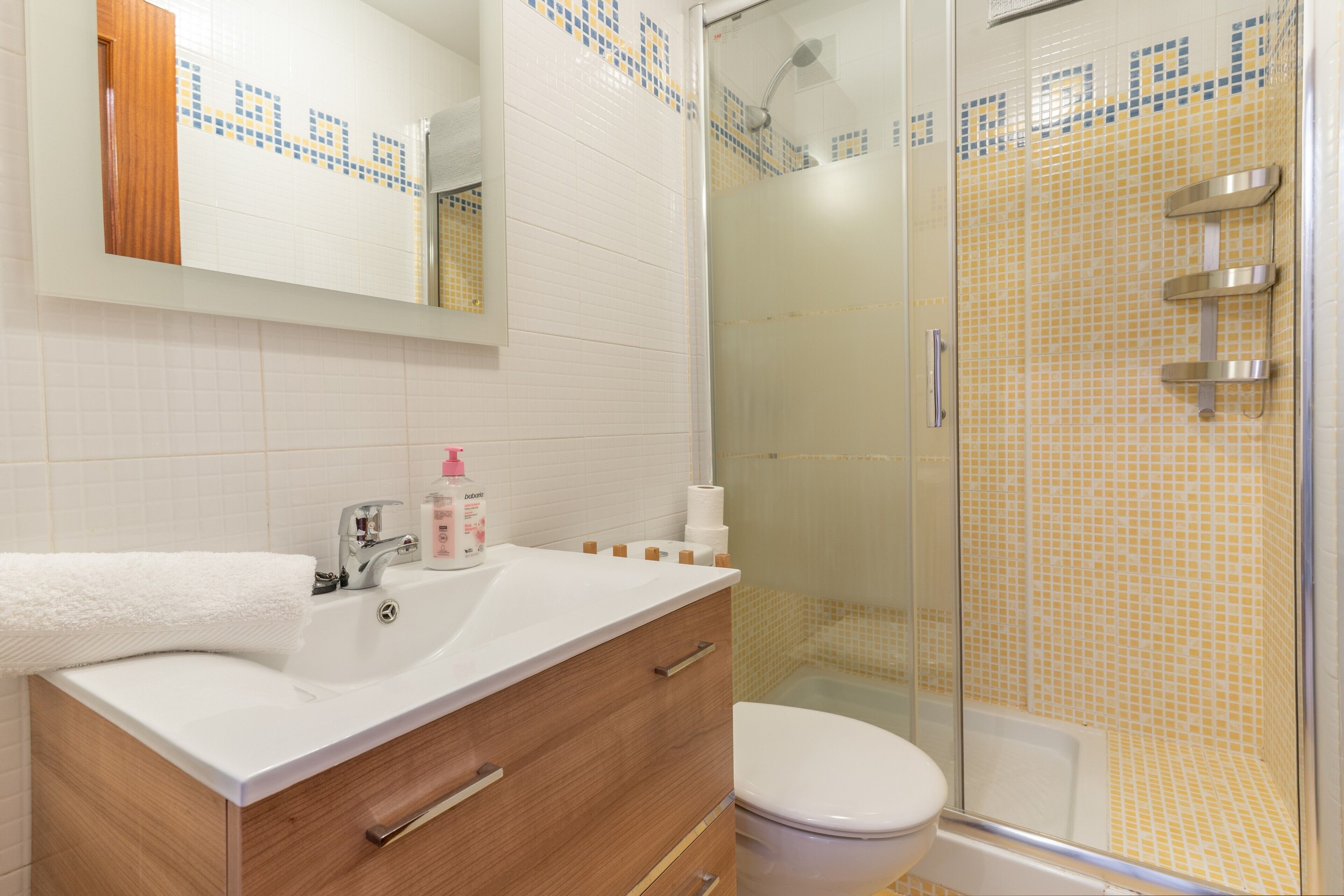 Een douche, een haardroger, handdoeken
