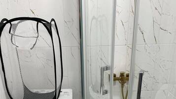 Hair dryer, towels, toilet paper