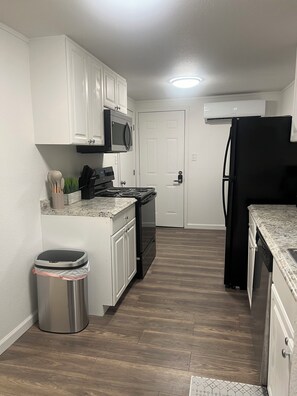 Fridge, microwave, oven, dishwasher