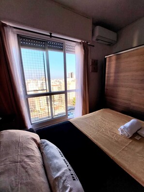 1 bedroom, desk, iron/ironing board, travel cot