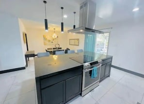 Fridge, microwave, stovetop, dishwasher