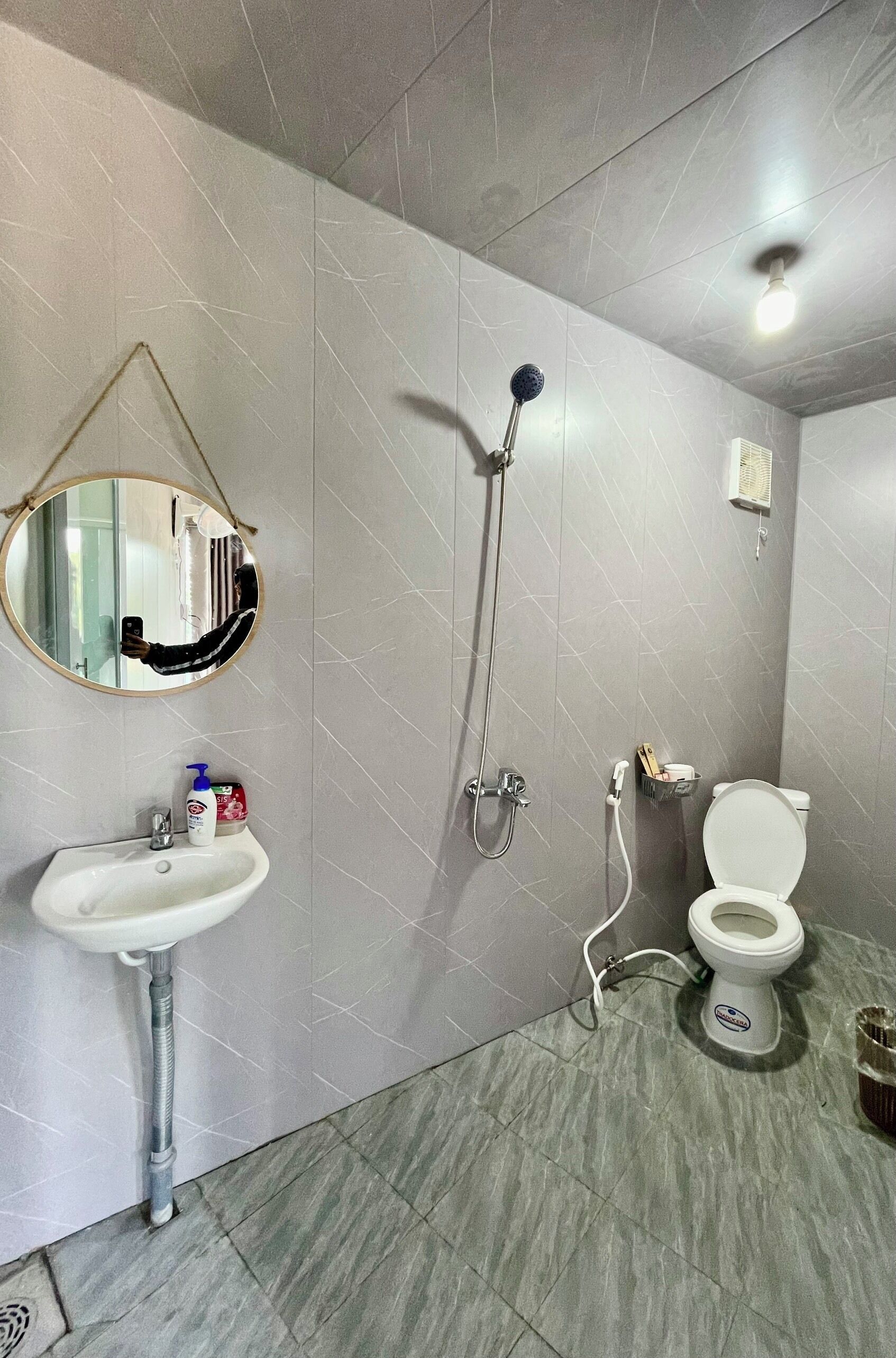 Panoramic Double Room Single Use, 2 Double Beds, Partial Ocean View | Bathroom | Shower, hair dryer, slippers, towels