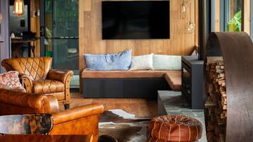 TV, fireplace, stereo