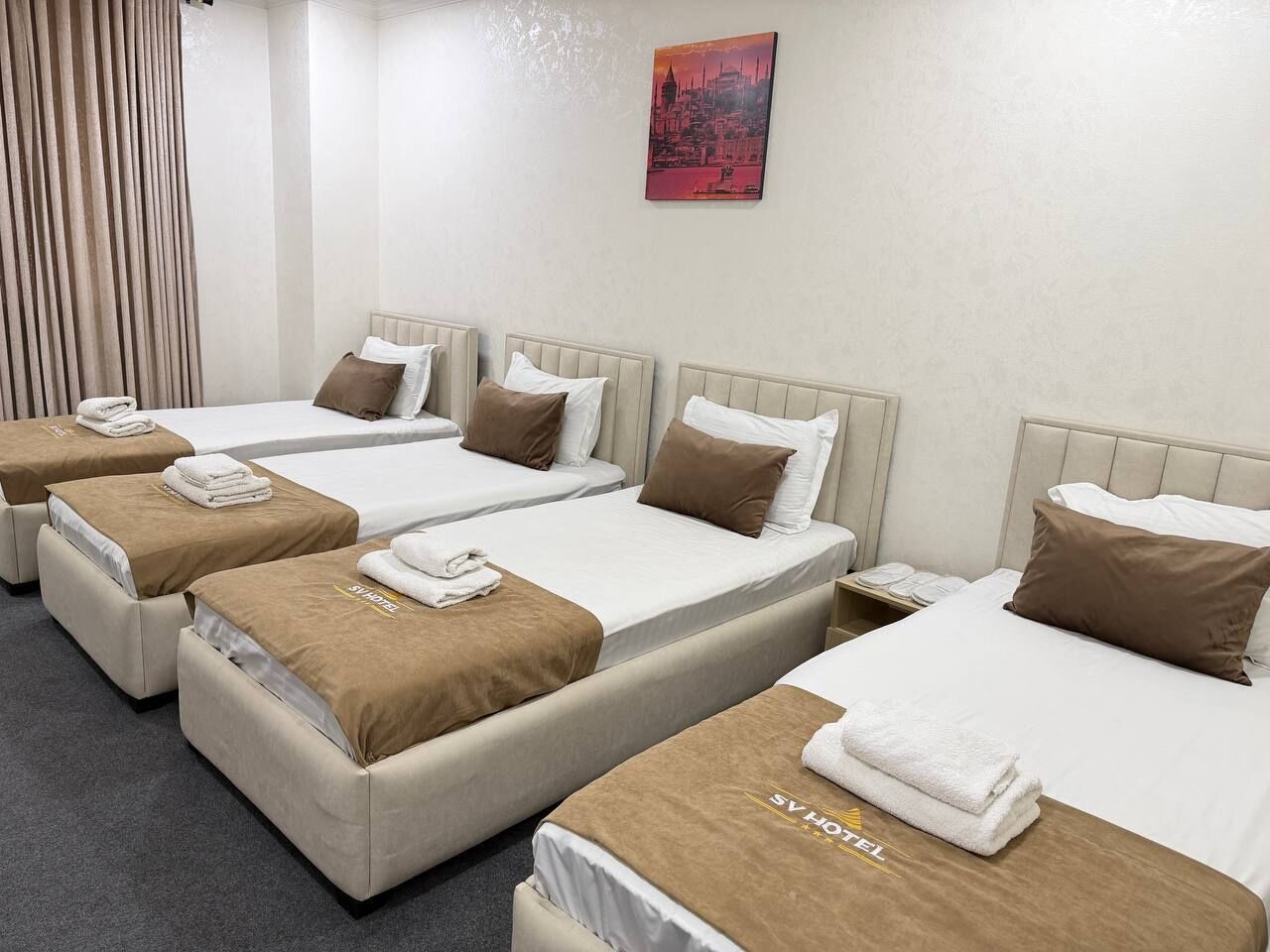 Business Quadruple Room | Premium bedding, down comforters, individually furnished, desk