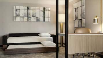 Blackout drapes, soundproofing, iron/ironing board, bed sheets