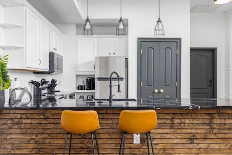 Fridge, microwave, oven, stovetop. Stay in heart of Johnson City - Urban Loft