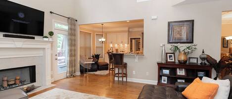 Smart TV, fireplace, offices, printers