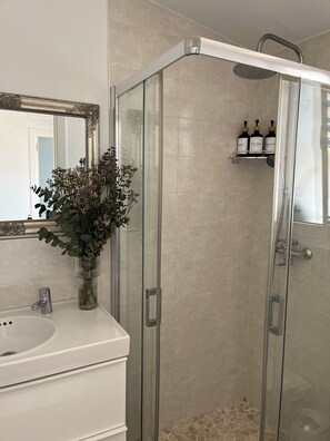 Dusche, Whirlpool, Haartrockner, Handtücher