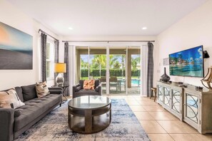 TV, foosball, stereo