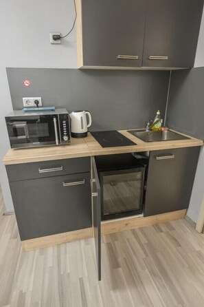 Fridge, microwave, stovetop, cookware/dishes/utensils - Palais Pálffy Apartment for 4 in Vienna (Vienna)