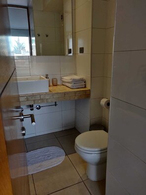 Suihku, hiustenkuivaaja, pyyhkeet