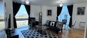 Tranquil Oasis surrounded by restaurants, shops, bars, and a multiplex cinema.