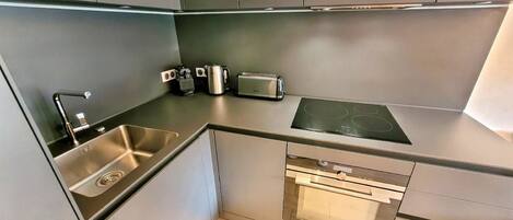 Fridge, microwave, oven, dishwasher