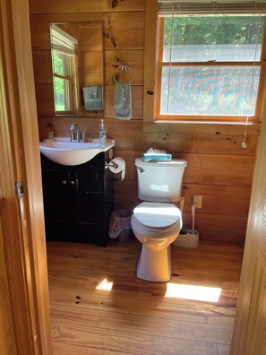 Secador de pelo, toallas, jabón, papel higiénico