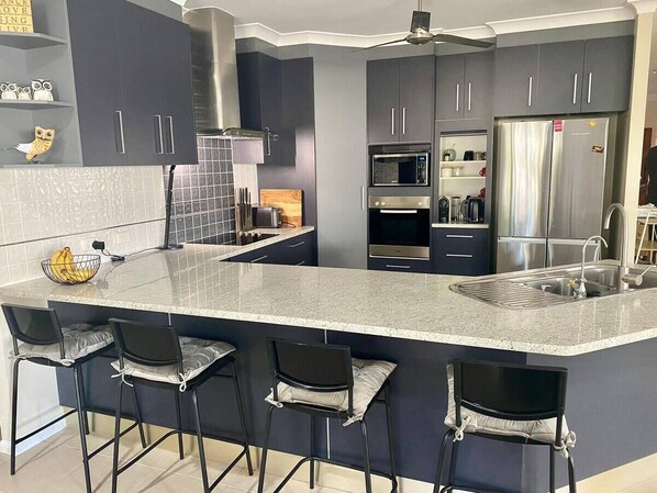 Microwave, oven, stovetop, dishwasher