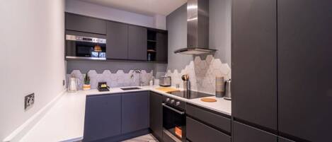 Microwave, oven, stovetop, dishwasher